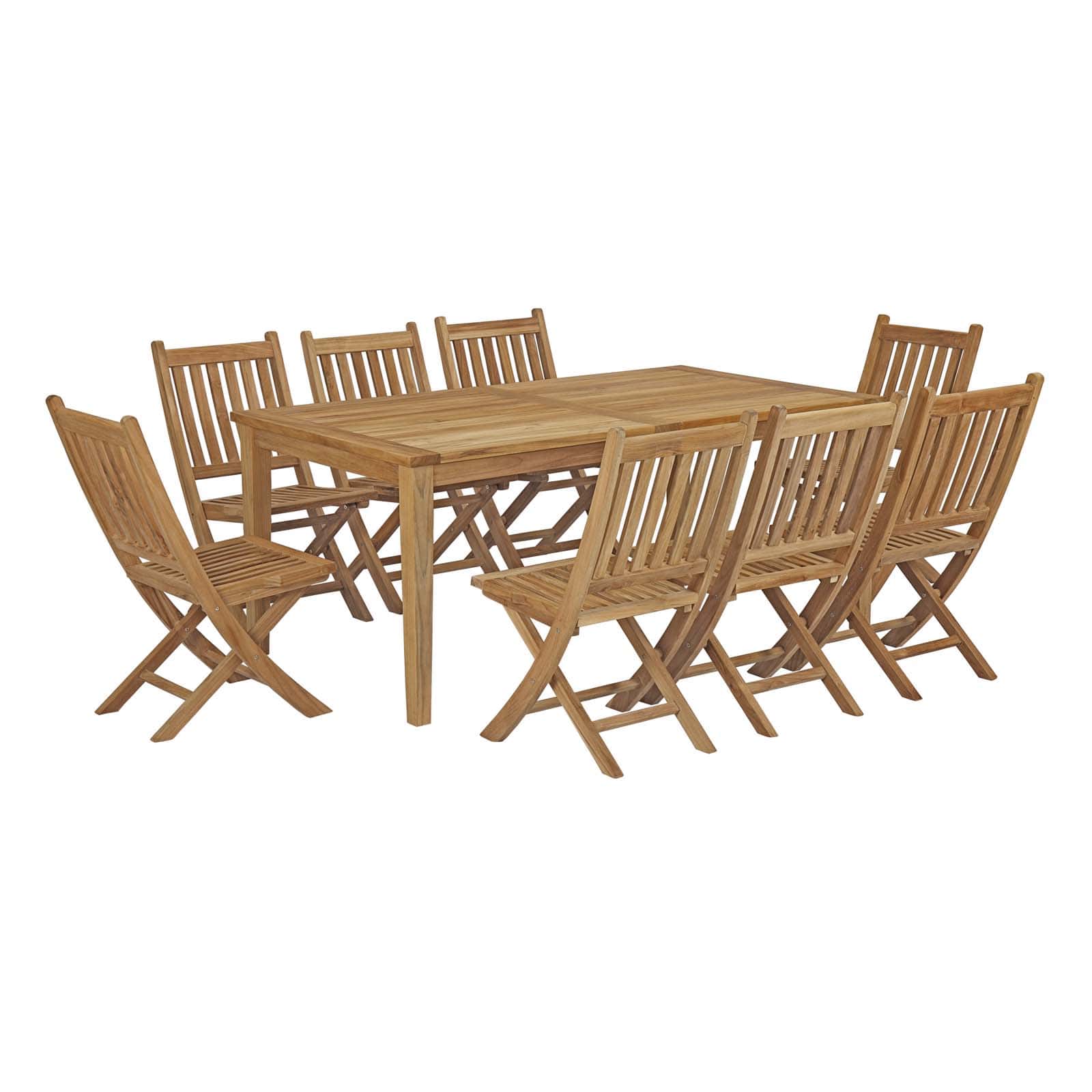 Modway Marina 9 Piece Outdoor Patio Teak Outdoor Dining Set-EEI-3204 | Outdoor Dining Set | Modishstore