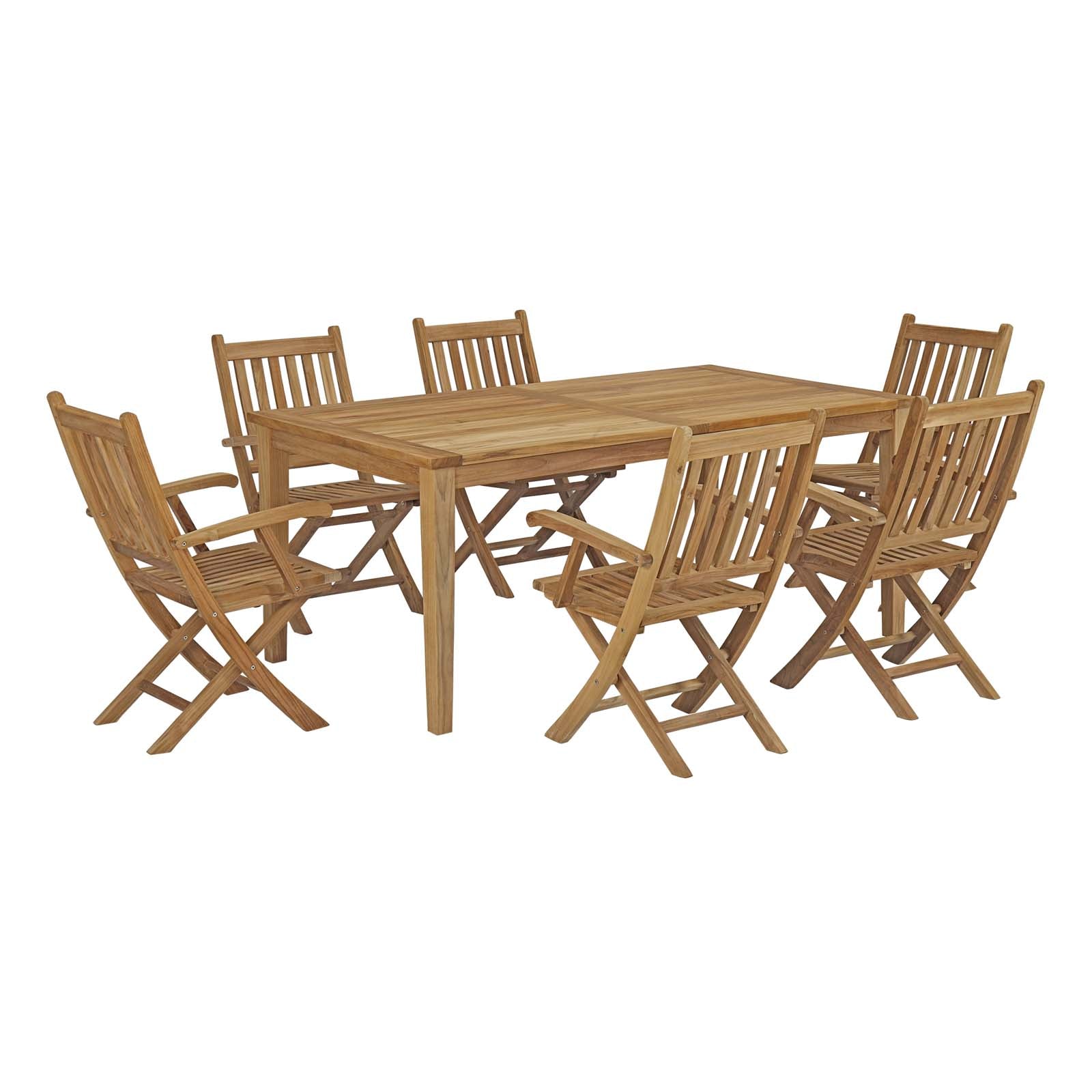 Modway Marina 7 Piece Outdoor Patio Teak Outdoor Dining Set | Outdoor Dining Set | Modishstore-2