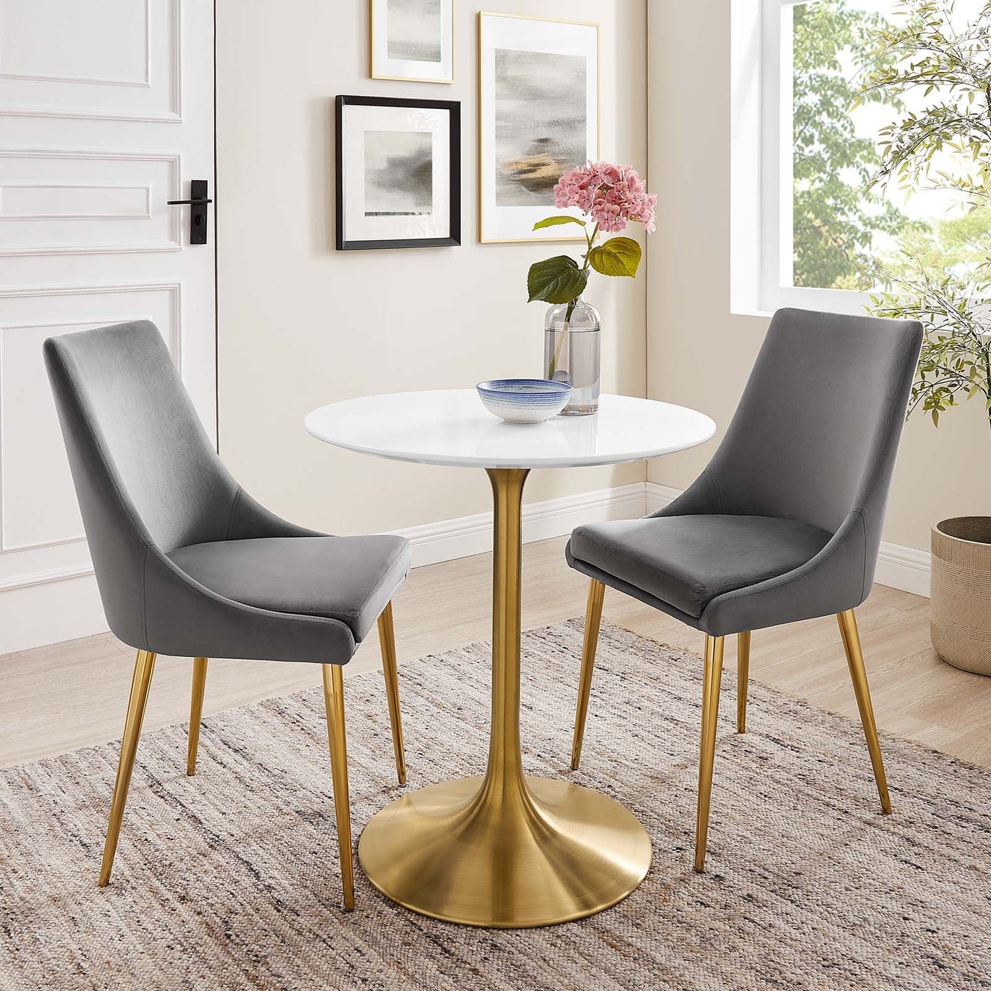 Modway Lippa 28" Round Dining Table In Gold White - EEI-3208 - EEI-3208