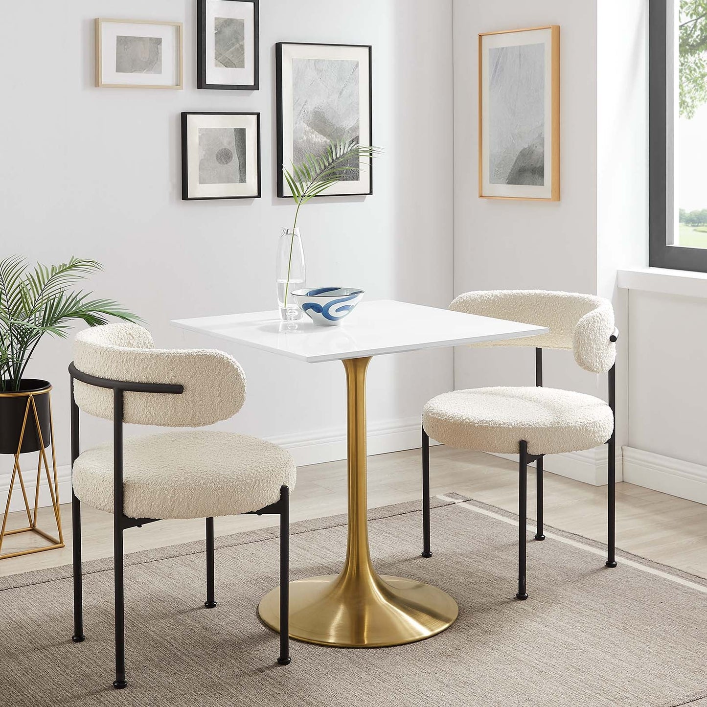 Modway Lippa 28" Square Dining Table In Gold White - EEI-3211 - EEI-3211
