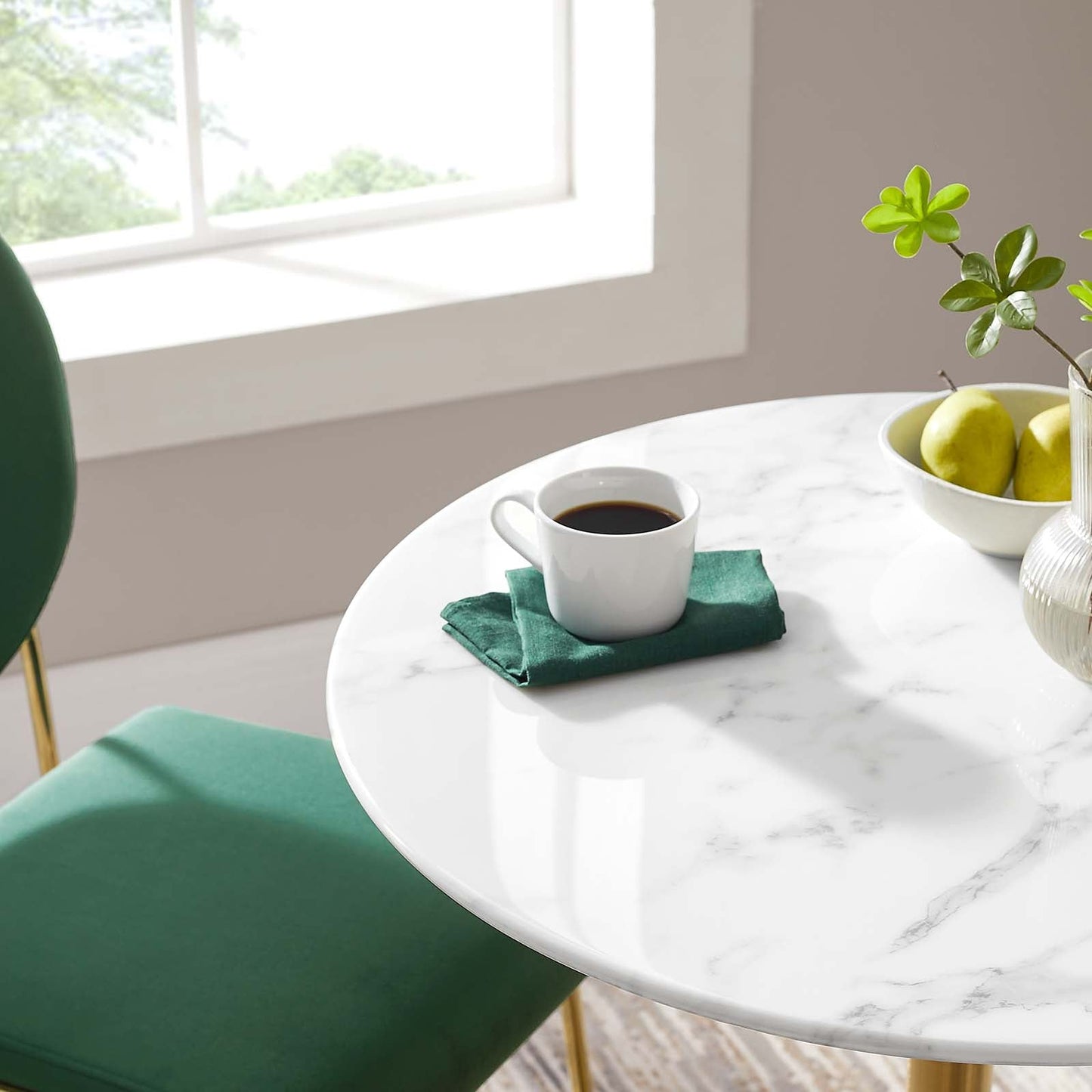 Modway Lippa 28" Round Dining Table In Gold White - EEI-3213 - EEI-3213
