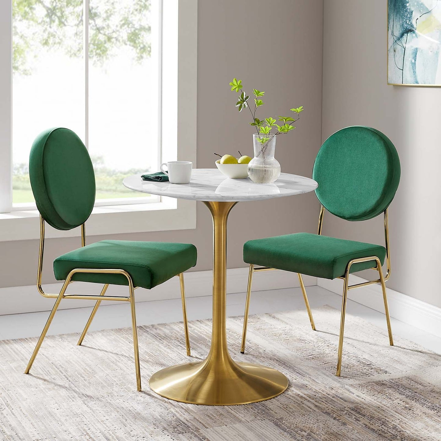 Modway Lippa 28" Round Dining Table In Gold White - EEI-3213 - EEI-3213