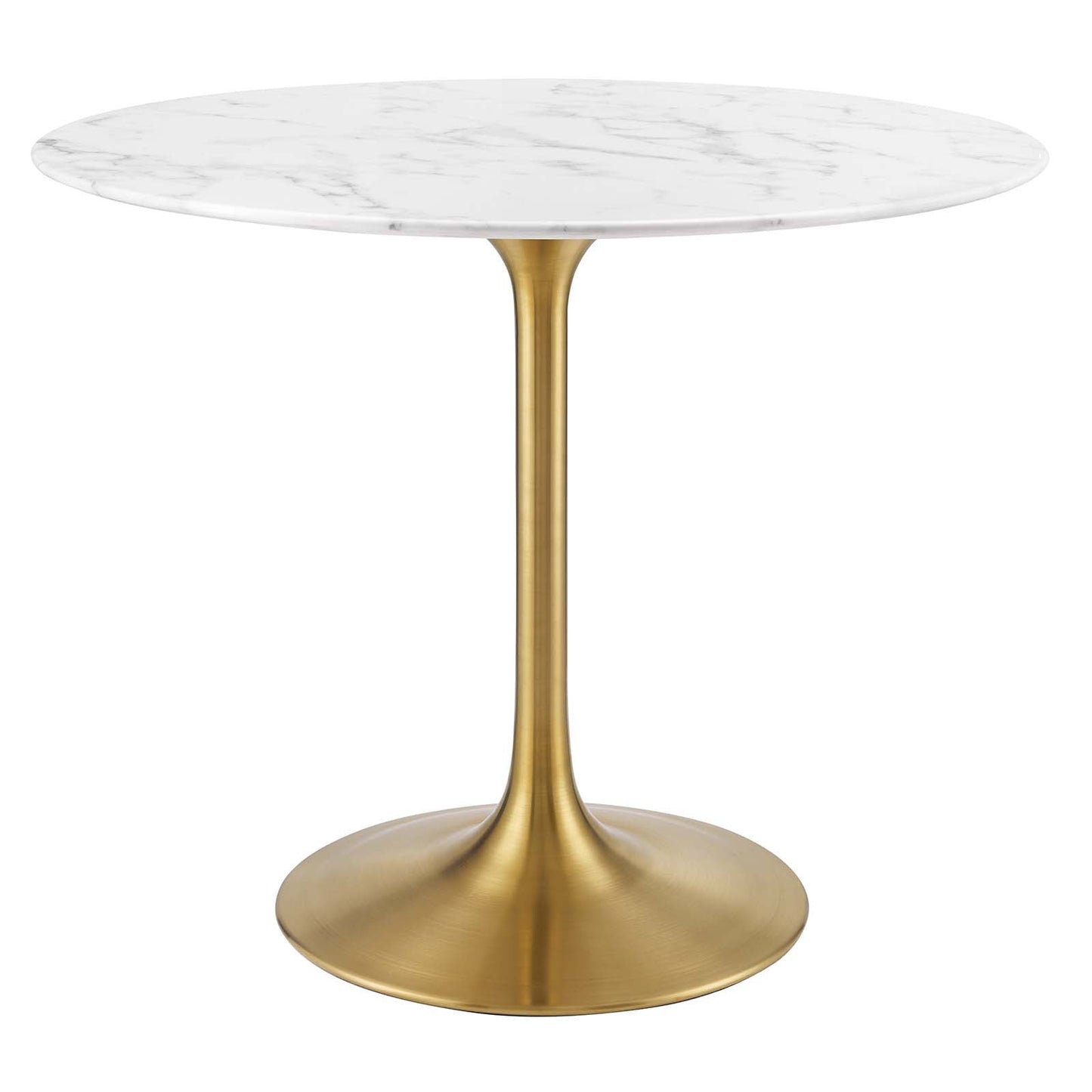 Modway Lippa 36" Round Artificial Marble Dining Table in Gold White - EEI-3214