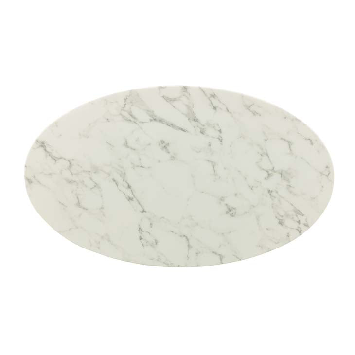 Modway Lippa 48" Oval Artificial Marble Dining Table in Gold White | Dining Tables | Modishstore-3
