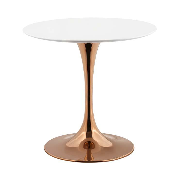 Modway Lippa 36" Round Artificial Marble Dining Table in Rose White