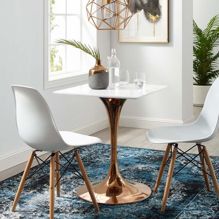 Modway Lippa 24" Square Dining Table In Rose White