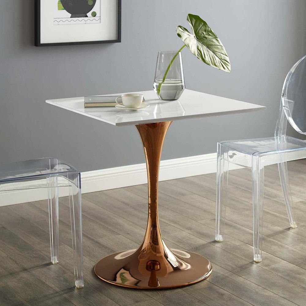 Modway Lippa 28" Square Dining Table In Rose White - EEI-3220