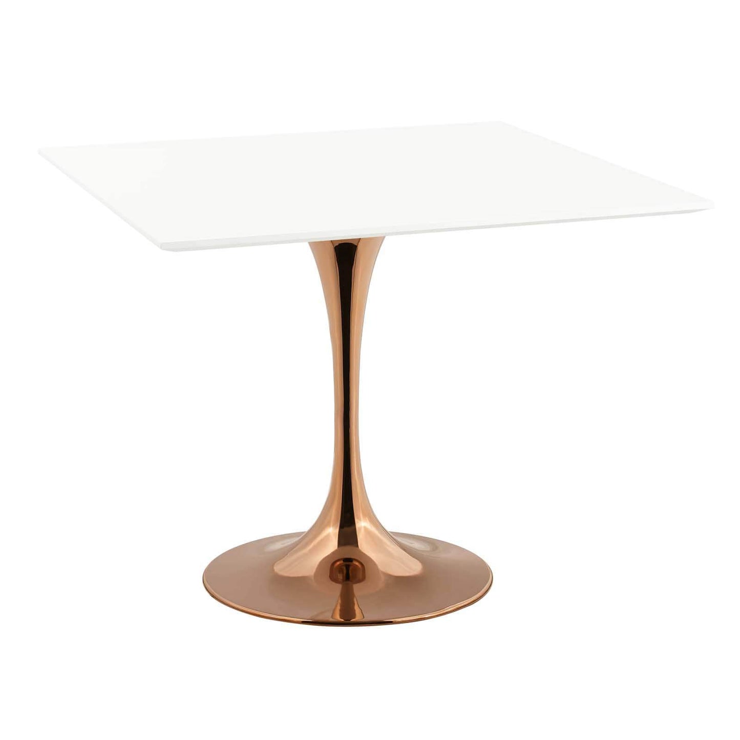 Modway Lippa 36" Square Wood Top Dining Table in Rose White