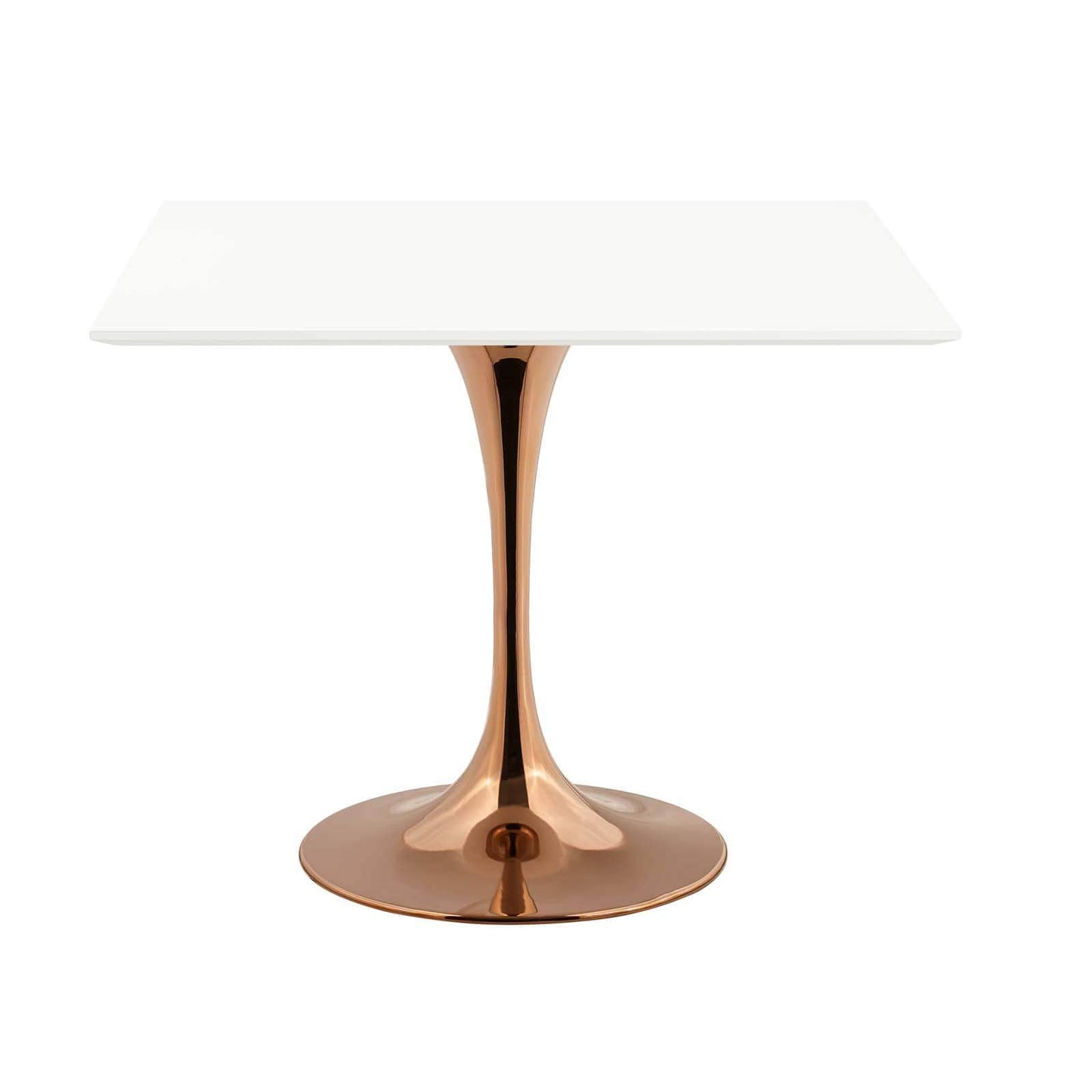 Modway Lippa 36" Square Wood Top Dining Table in Rose White