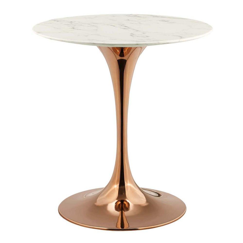 Modway Lippa 28" Round Dining Table In Rose White