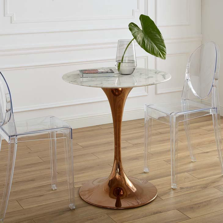 Modway Lippa 28" Round Dining Table In Rose White