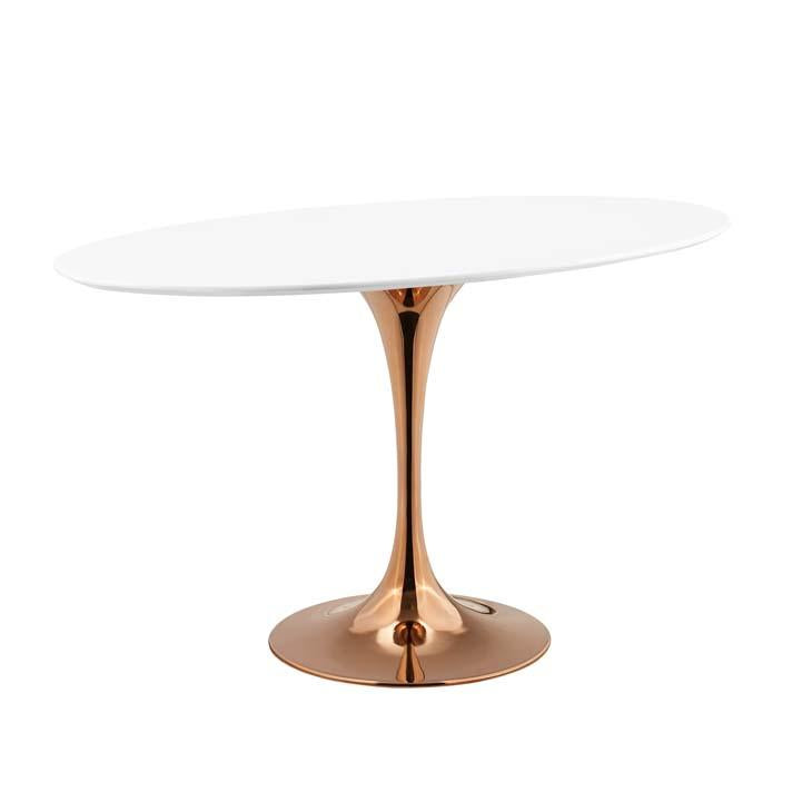 Modway Lippa 48" Oval Wood Top Dining Table in Rose White