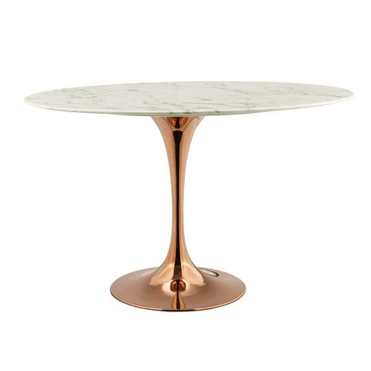 Modway Lippa 48" Oval Artificial Marble Dining Table in Rose White