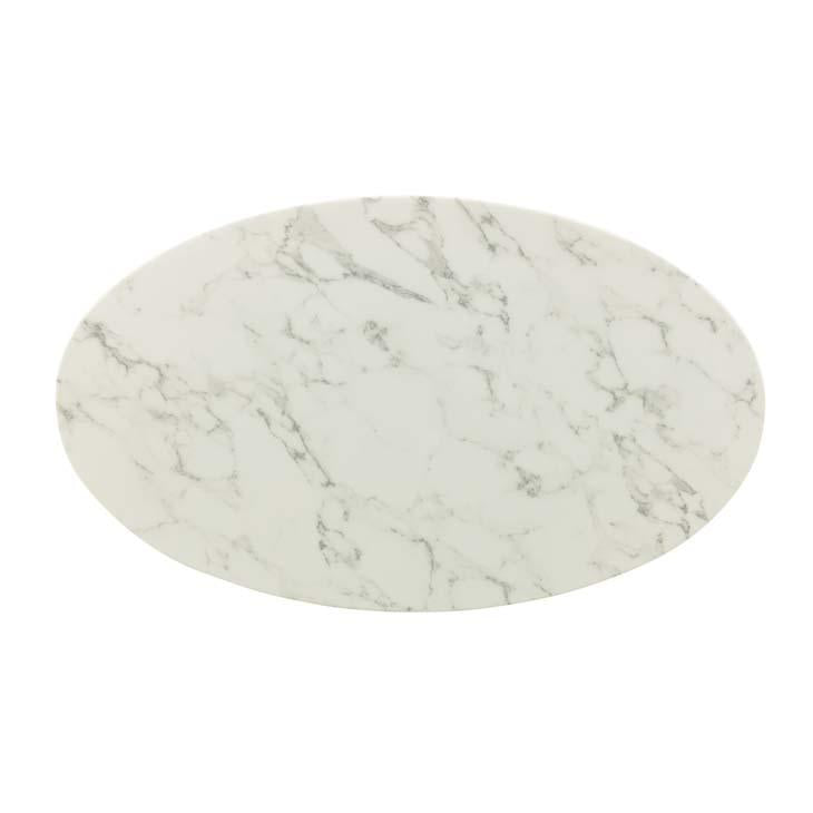Modway Lippa 48" Oval Artificial Marble Dining Table in Rose White