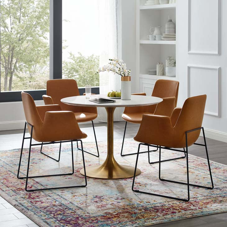 Modway Lippa 40" Round Dining Table in Gold White | Dining Tables | Modishstore