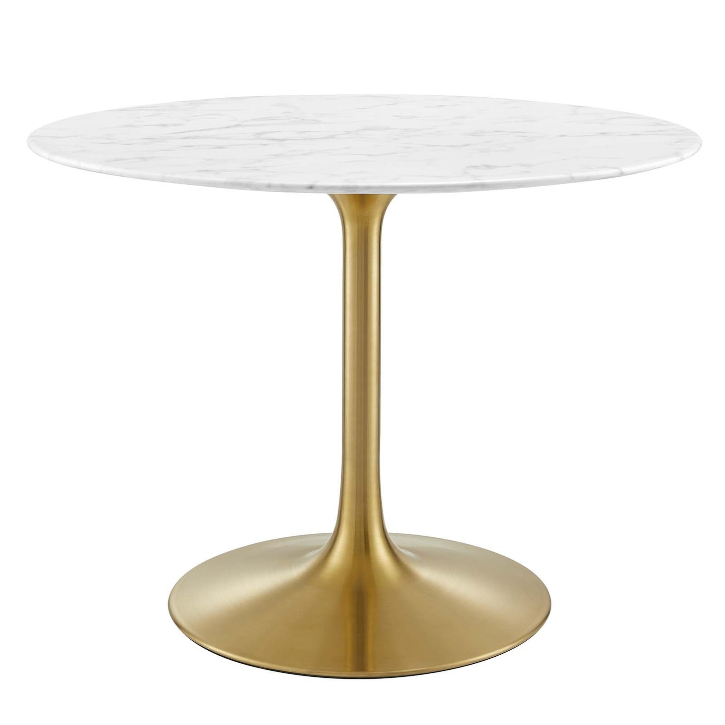 Modway Lippa 40" Round Artificial Marble Dining Table in Gold White - EEI-3231