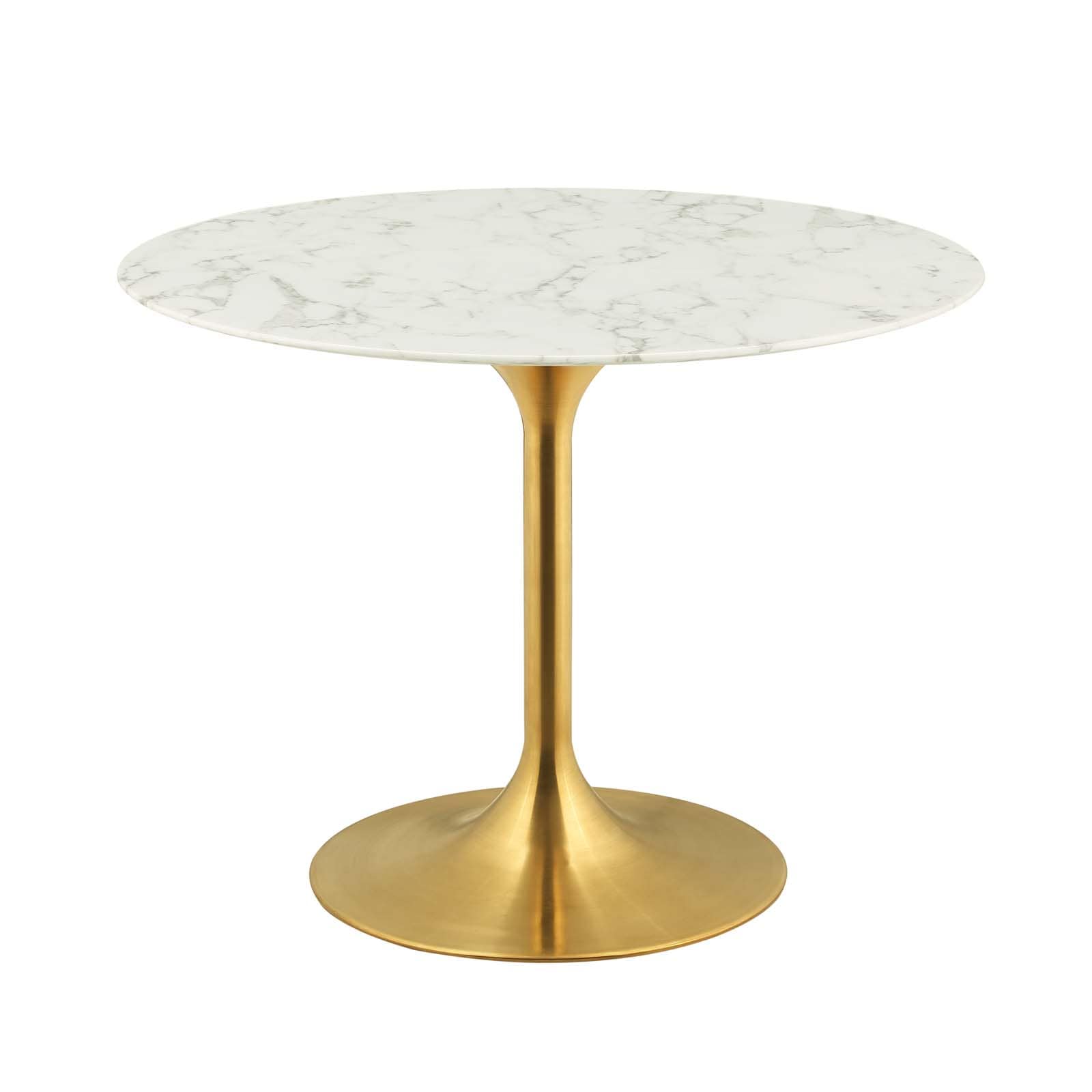 Modway Lippa 40" Round Artificial Marble Dining Table in Gold White | Dining Tables | Modishstore-2