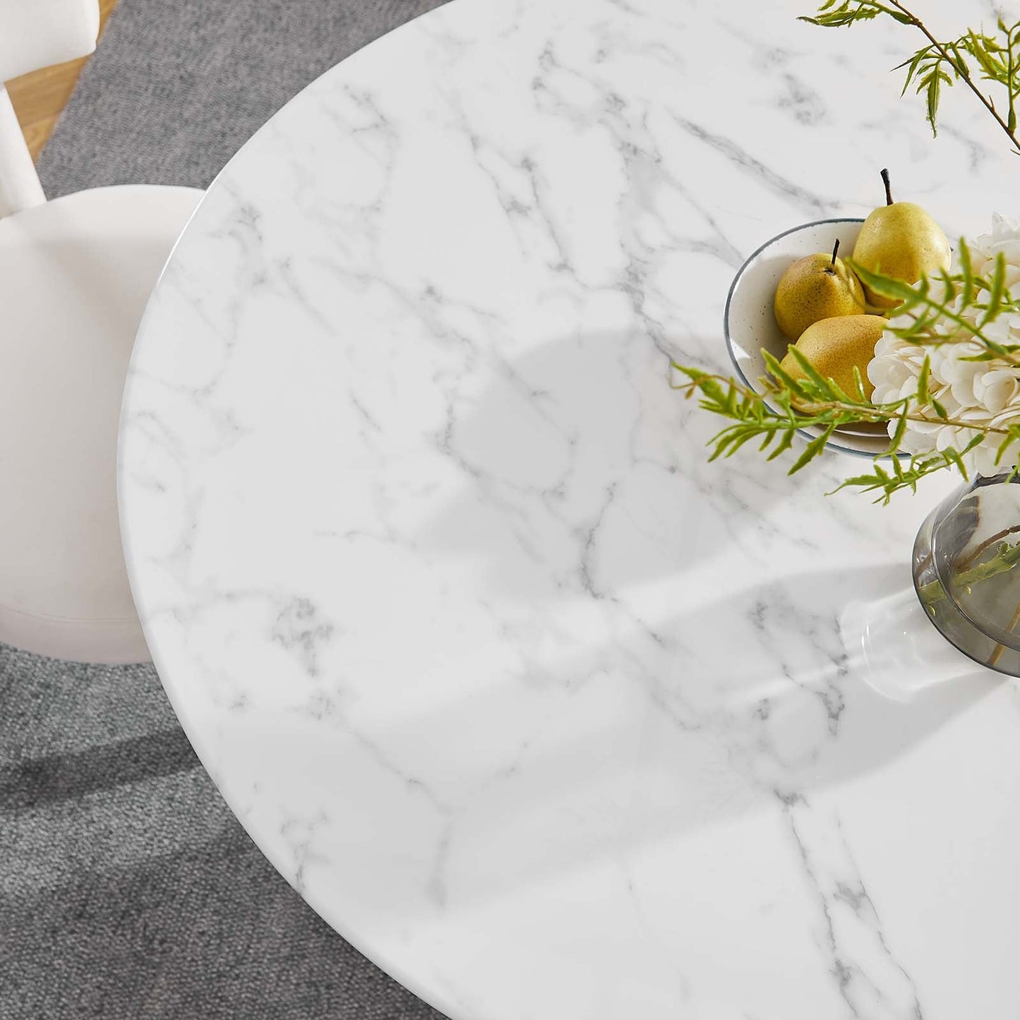 Modway Lippa 40" Round Artificial Marble Dining Table in Gold White - EEI-3231