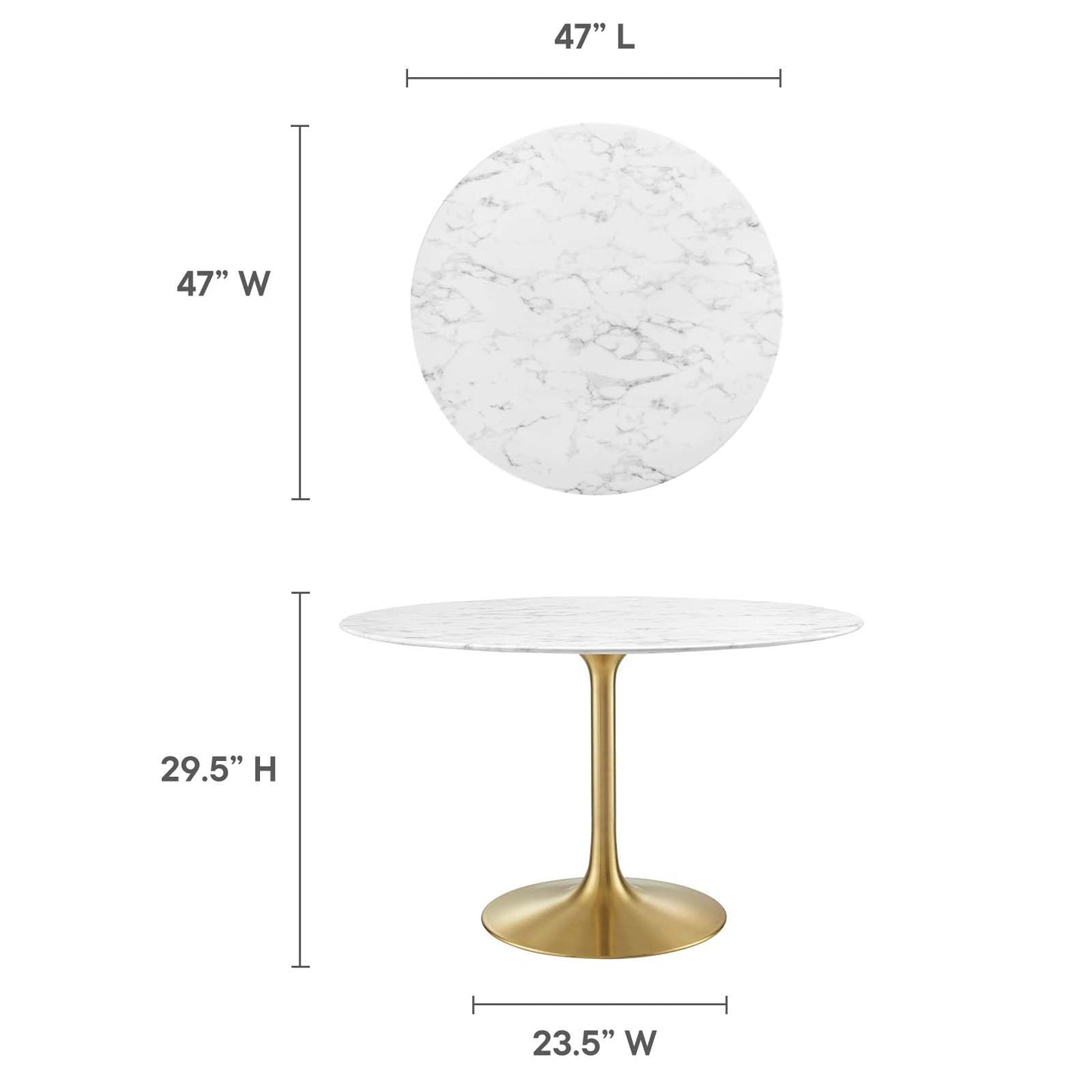 Modway Lippa 47" Round Artificial Marble Dining Table - EEI-3232