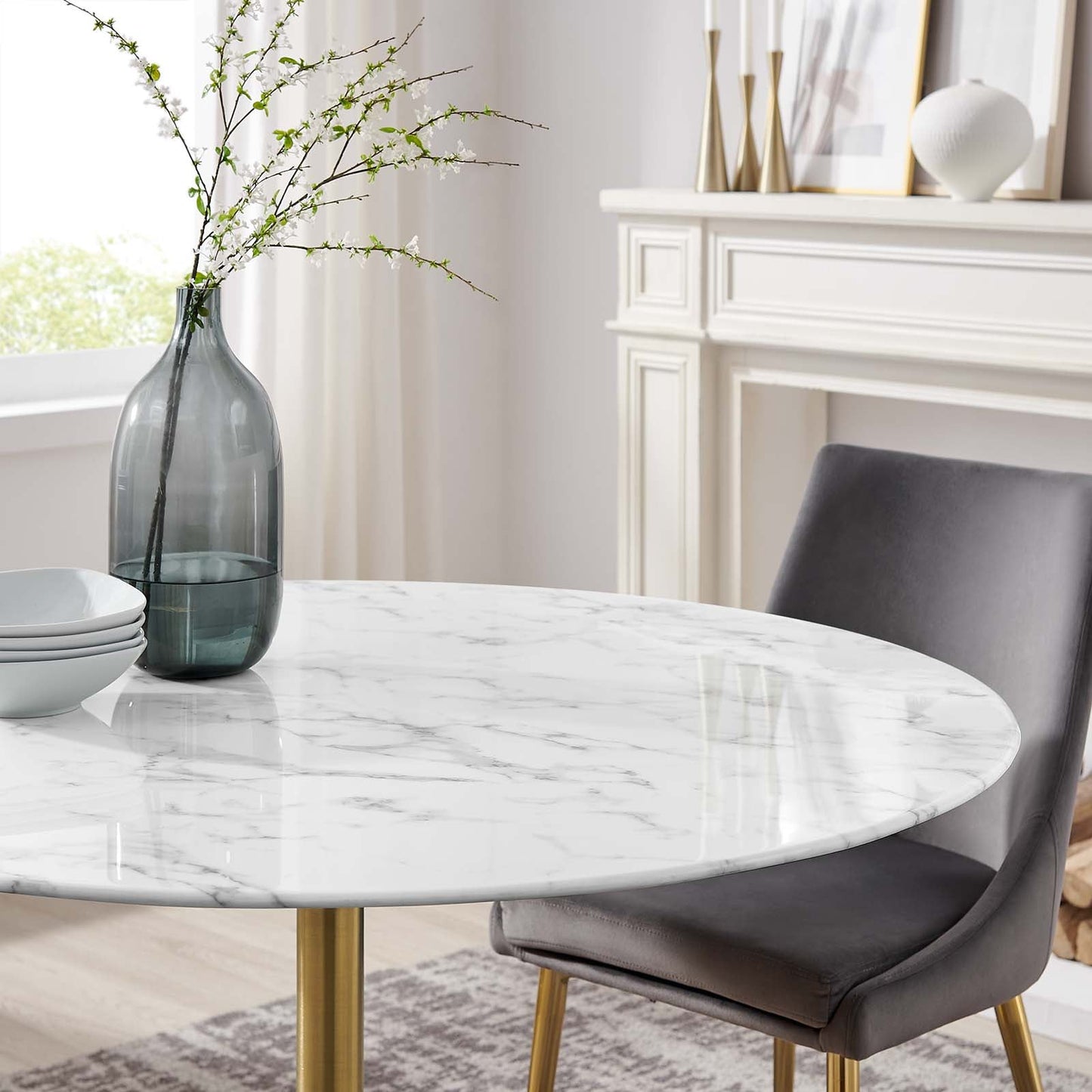 Modway Lippa 47" Round Artificial Marble Dining Table - EEI-3232