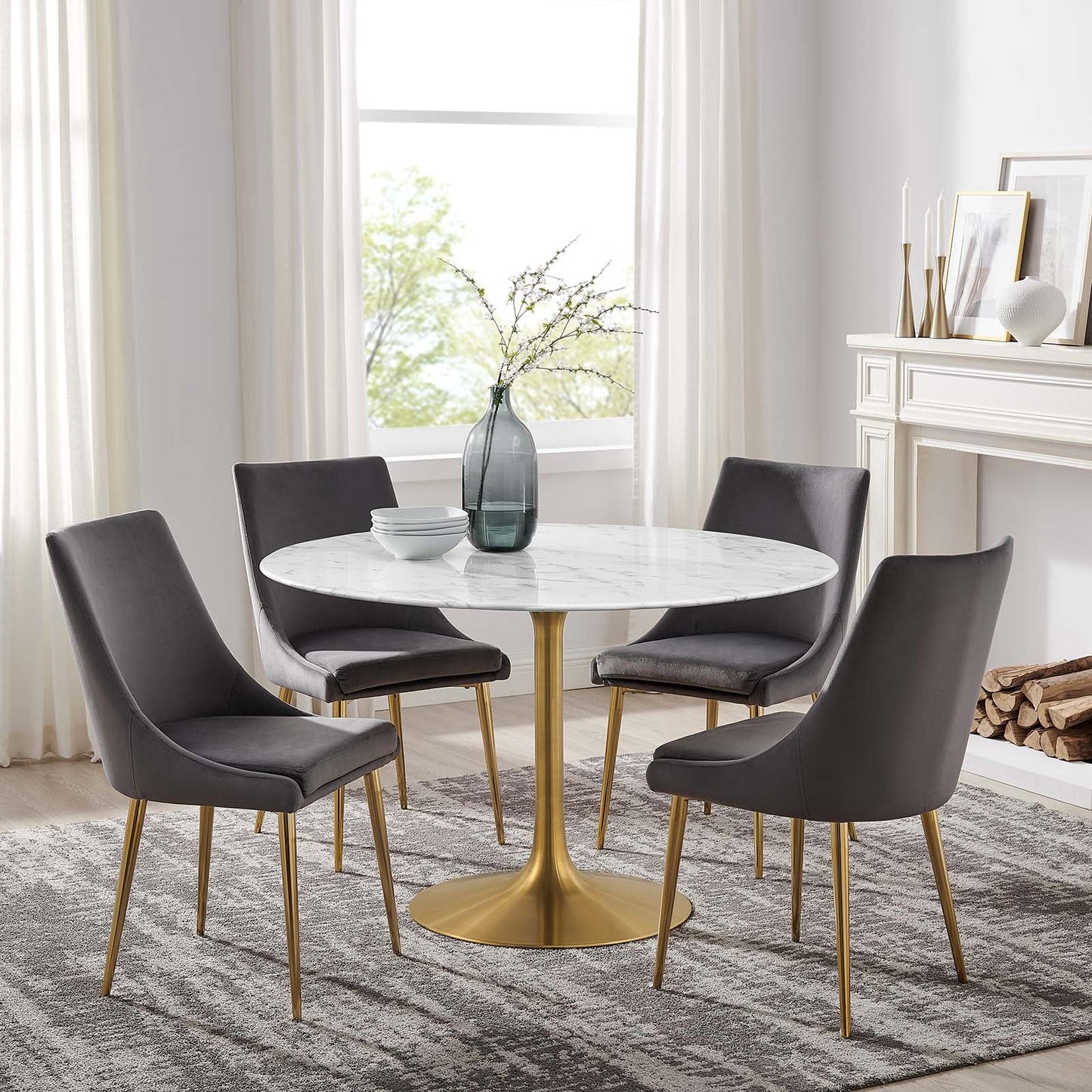 Modway Lippa 47" Round Artificial Marble Dining Table - EEI-3232