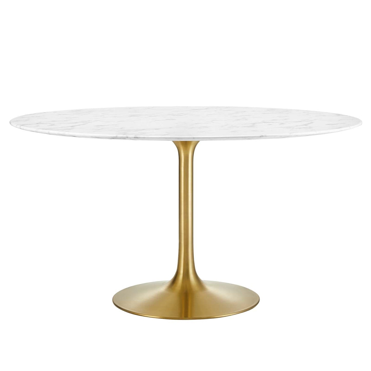 Modway Lippa 54" Round Artificial Marble Dining Table in Gold White - EEI-3233