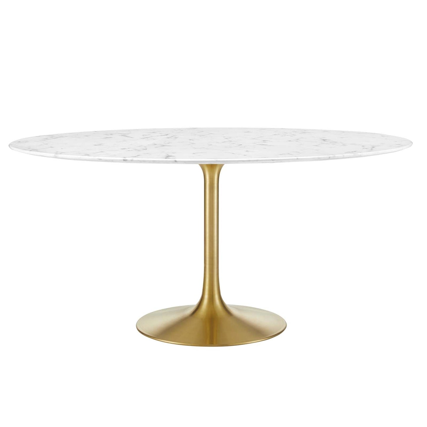 Modway Lippa 60" Round Artificial Marble Dining Table in Gold White - EEI-3234