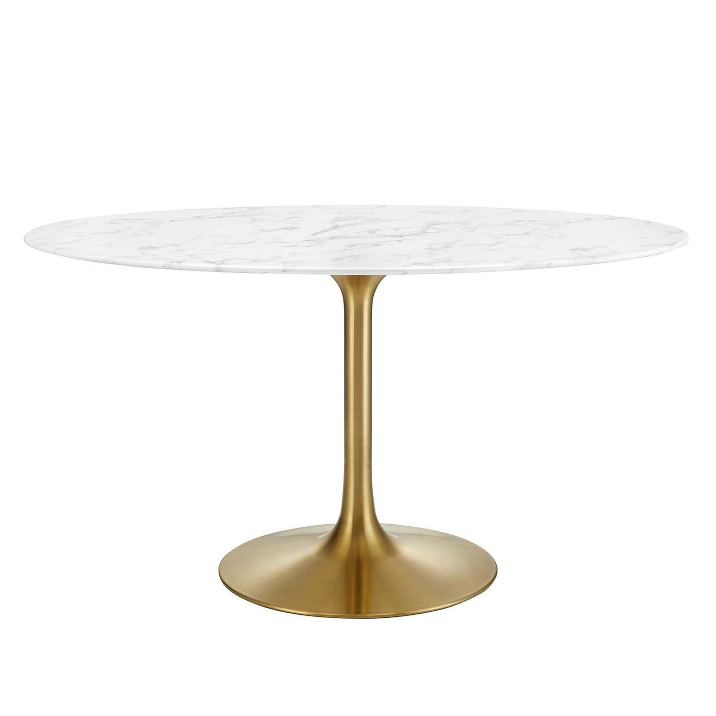 Modway Lippa 54" Oval Artificial Marble Dining Table in Gold White - EEI-3235