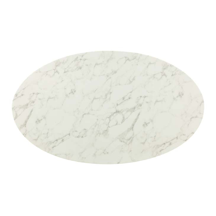 Modway Lippa 60" Oval Artificial Marble Dining Table in Gold White | Dining Tables | Modishstore-3