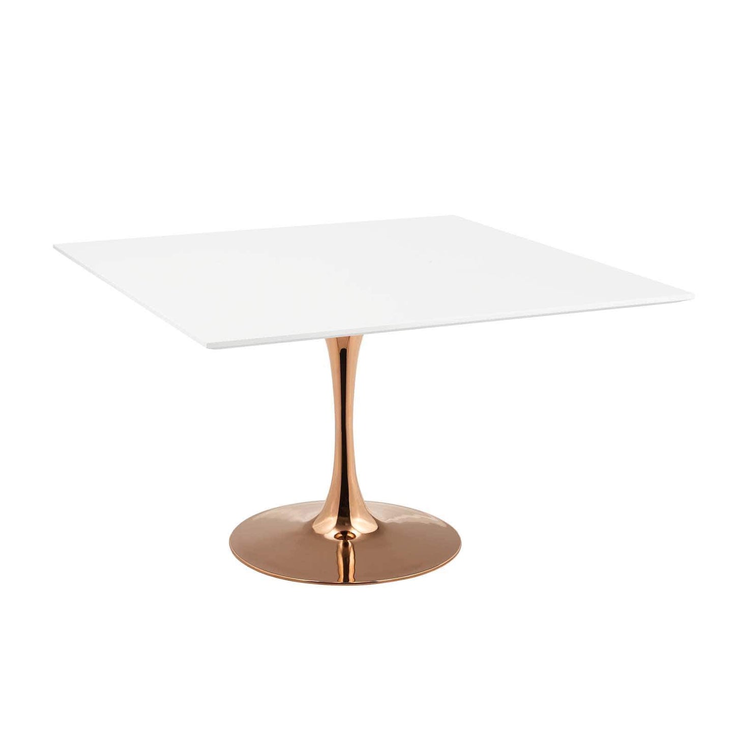 Modway Lippa 47" Square Wood Top Dining Table in Rose White