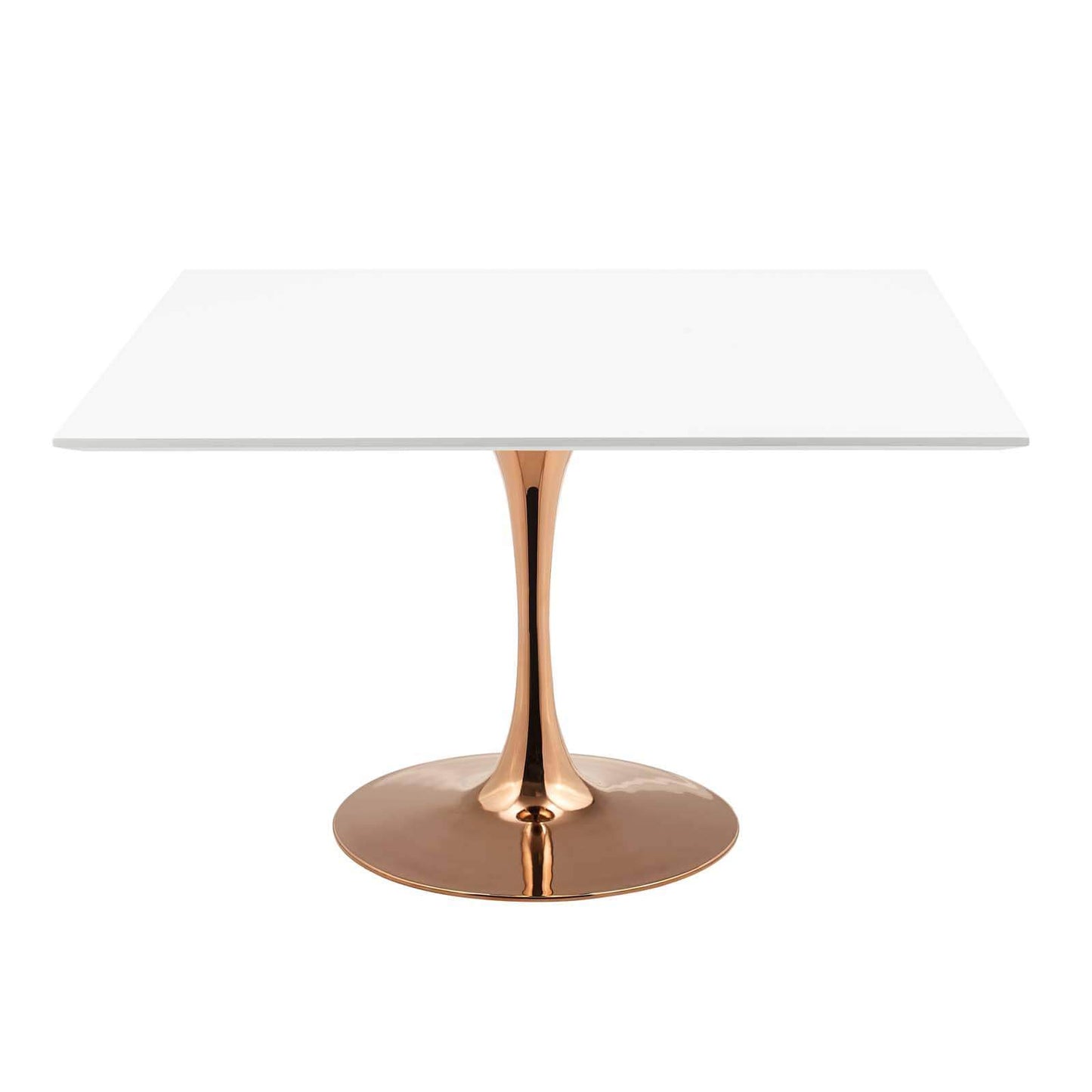 Modway Lippa 47" Square Wood Top Dining Table in Rose White
