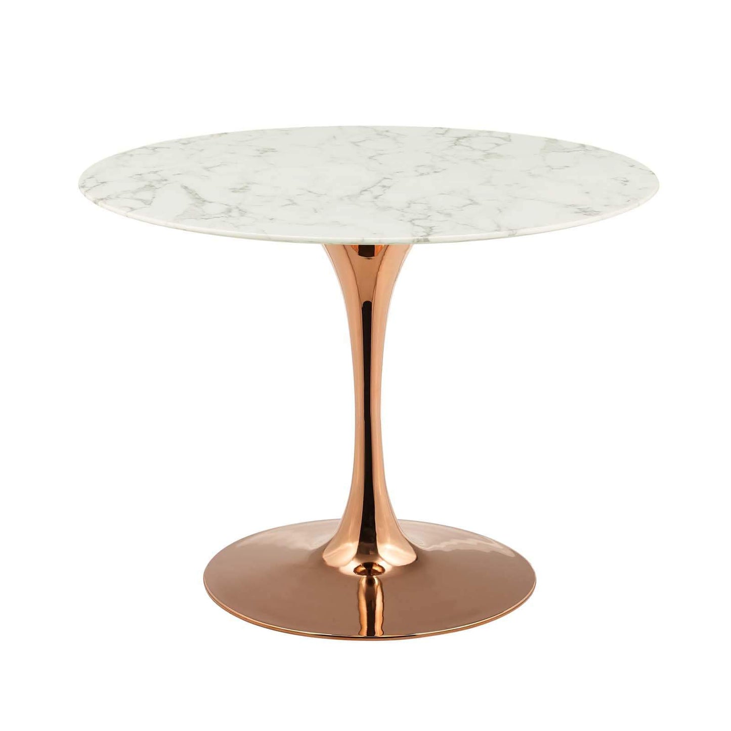 Modway Lippa 40" Round Artificial Marble Dining Table in Rose White