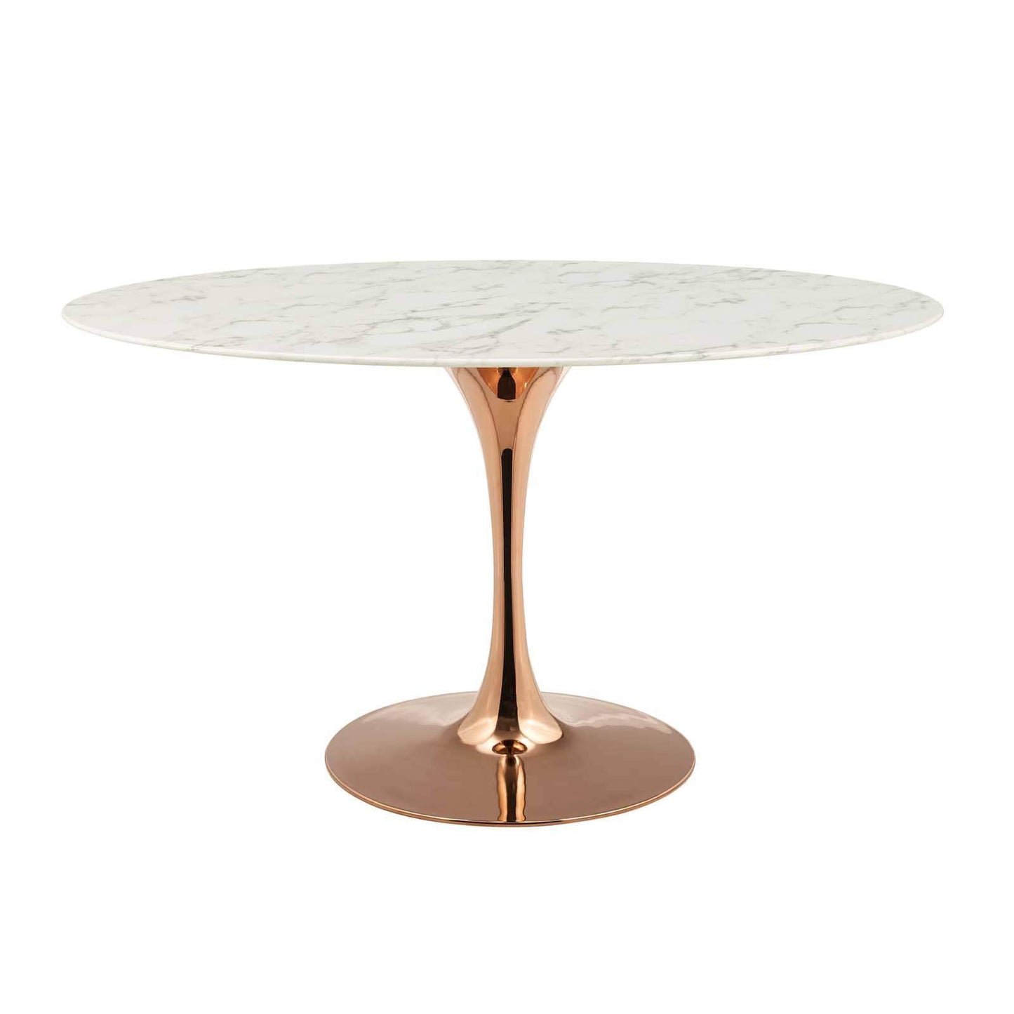 Modway Lippa 54" Oval Artificial Marble Dining Table in Rose White