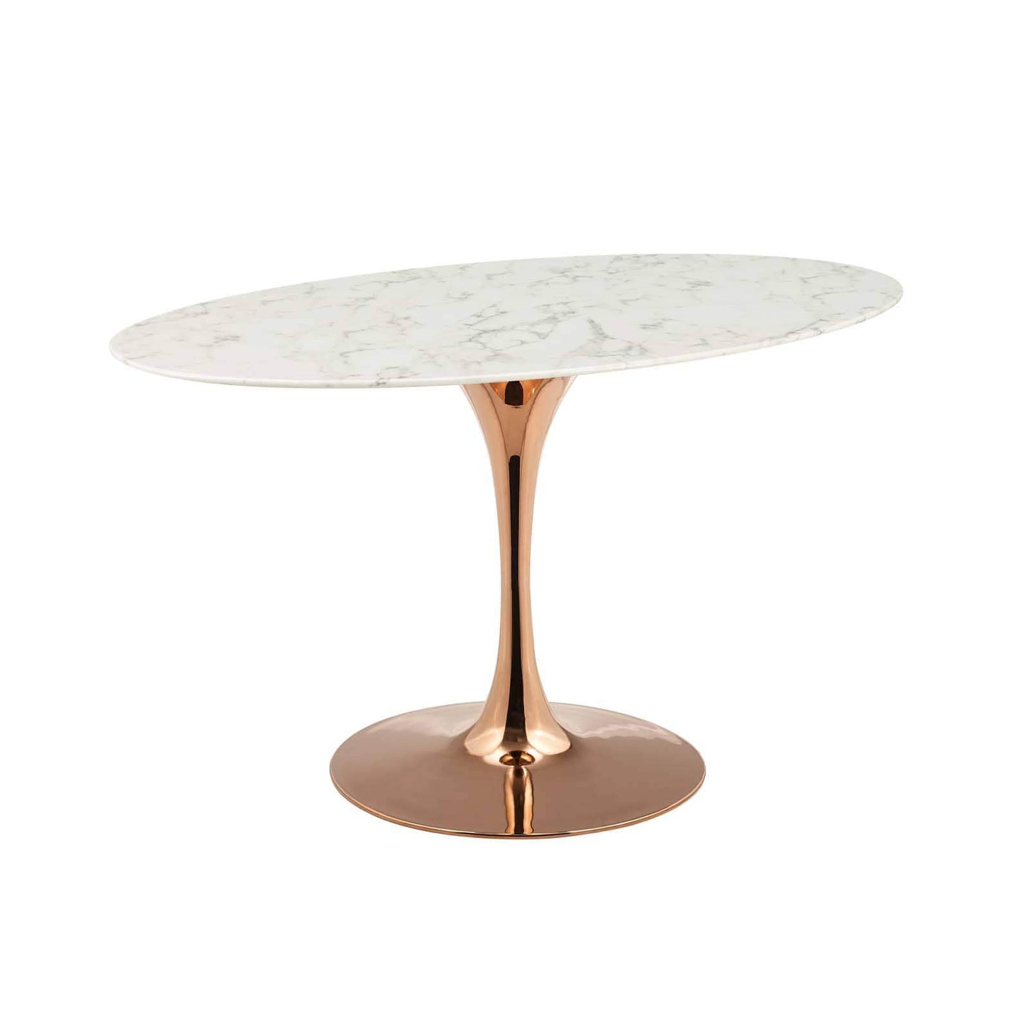 Modway Lippa 54" Oval Artificial Marble Dining Table in Rose White