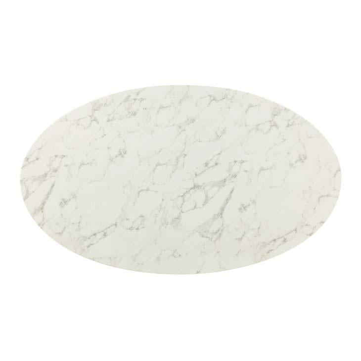 Modway Lippa 60" Oval Artificial Marble Dining Table in Rose White