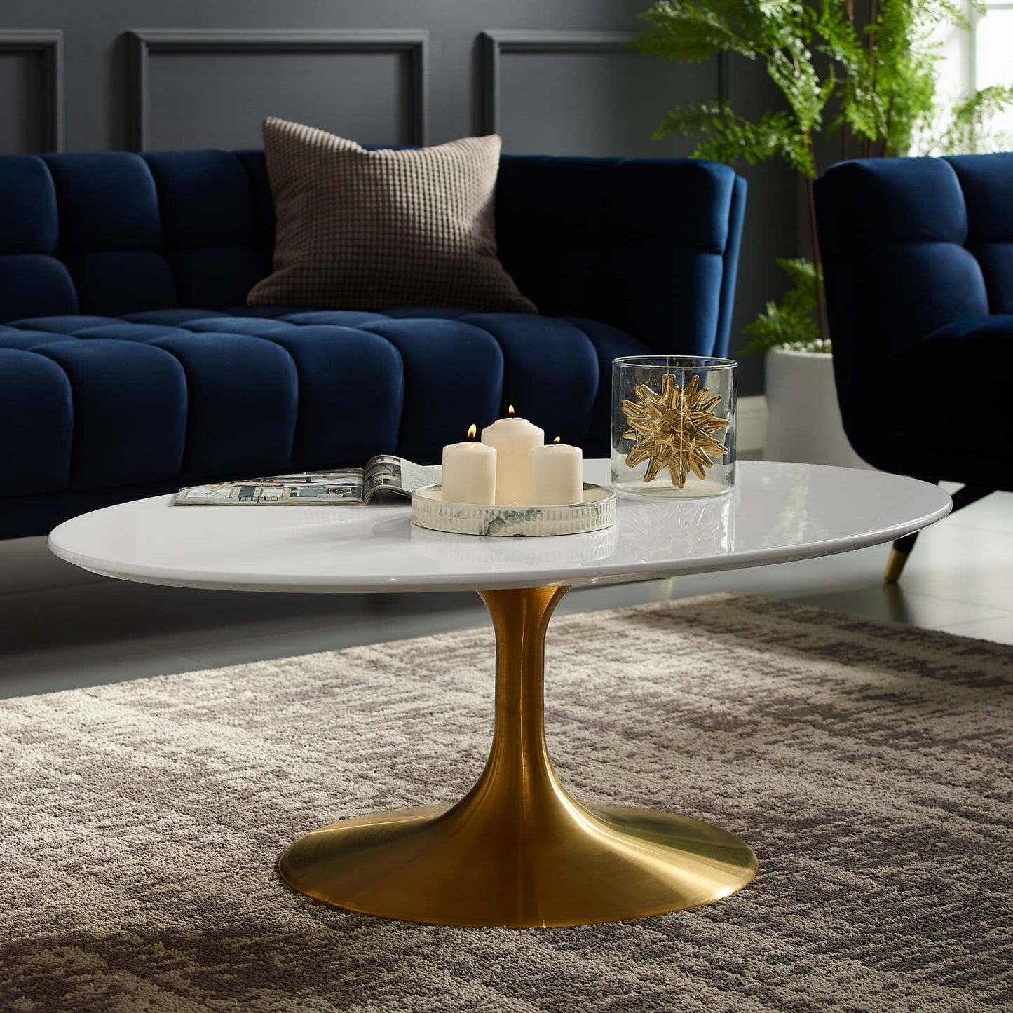 Modway Lippa 42" Oval-Shaped Coffee Table | Coffee Tables | Modishstore-4