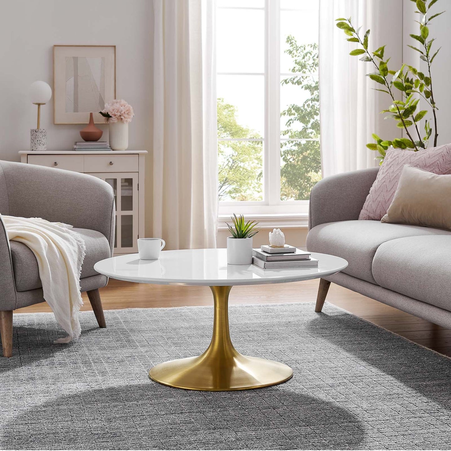 Modway Lippa 36" Coffee Table In Gold White - EEI-3250