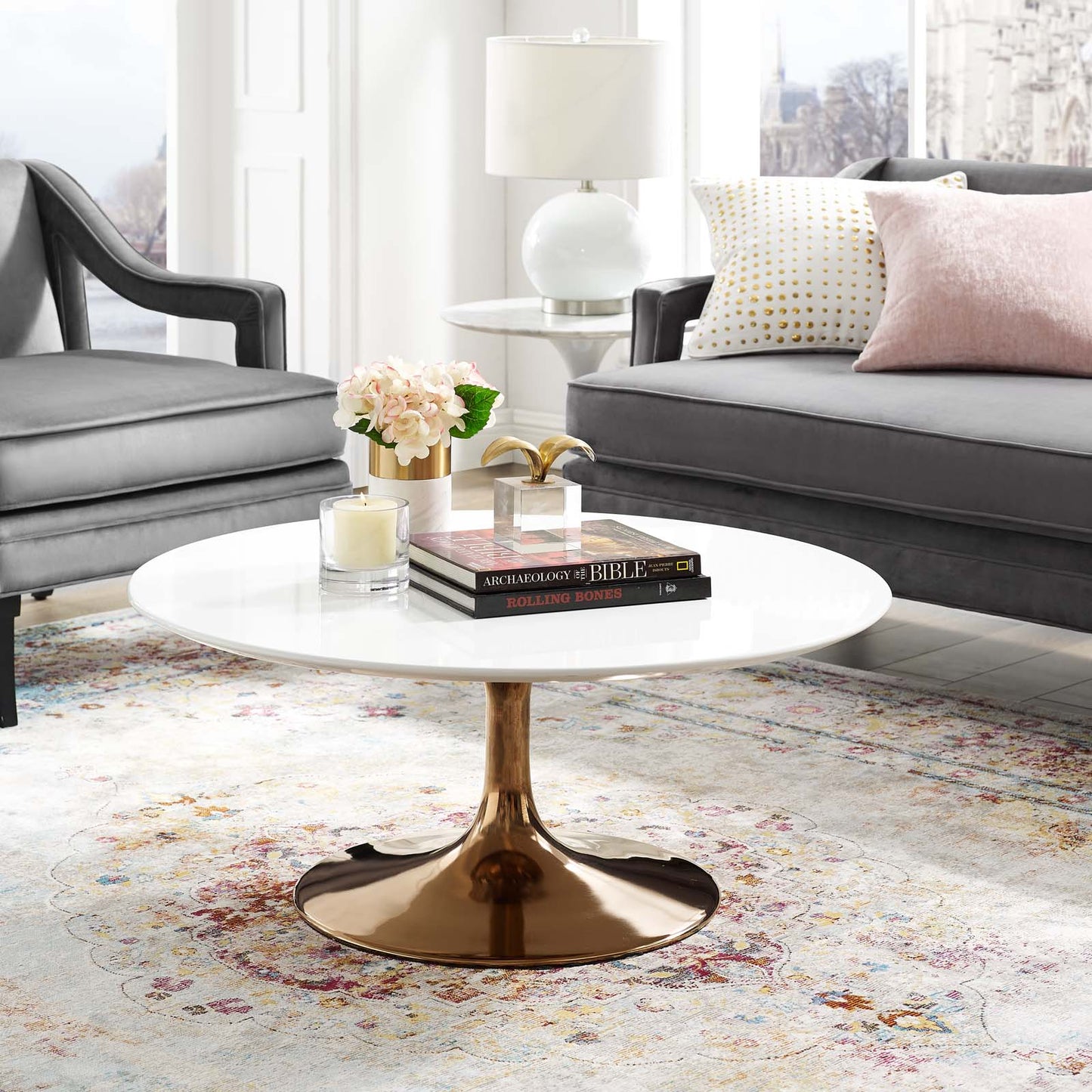 Modway Lippa 36" Coffee Table Rose White | Coffee Tables | Modishstore