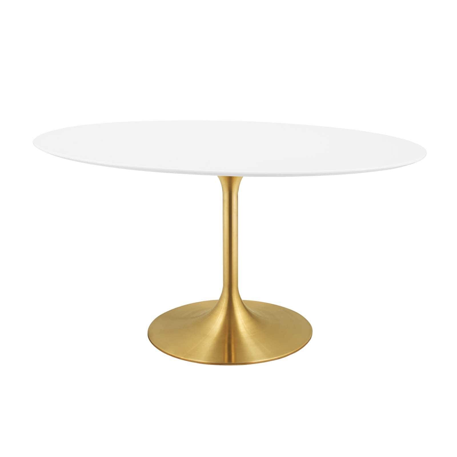 Modway Lippa 60" Oval Wood Dining Table in Gold White