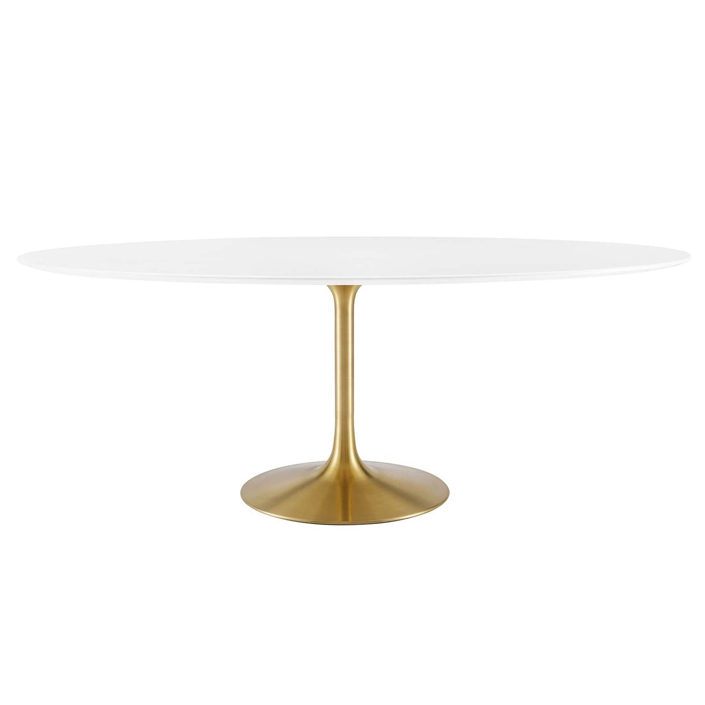Modway Lippa 78" Oval Wood Top Dining Table in Gold White - EEI-3255