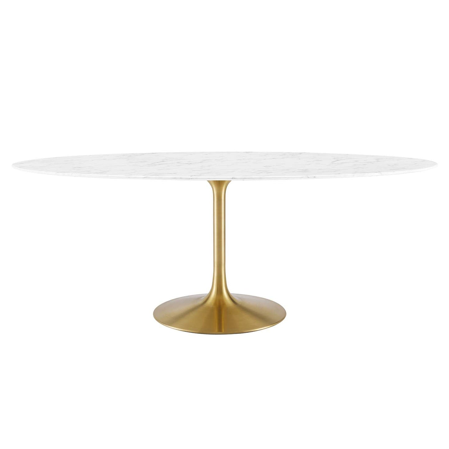 Modway Lippa 78" Oval Artificial Marble Dining Table in Gold White - EEI-3257