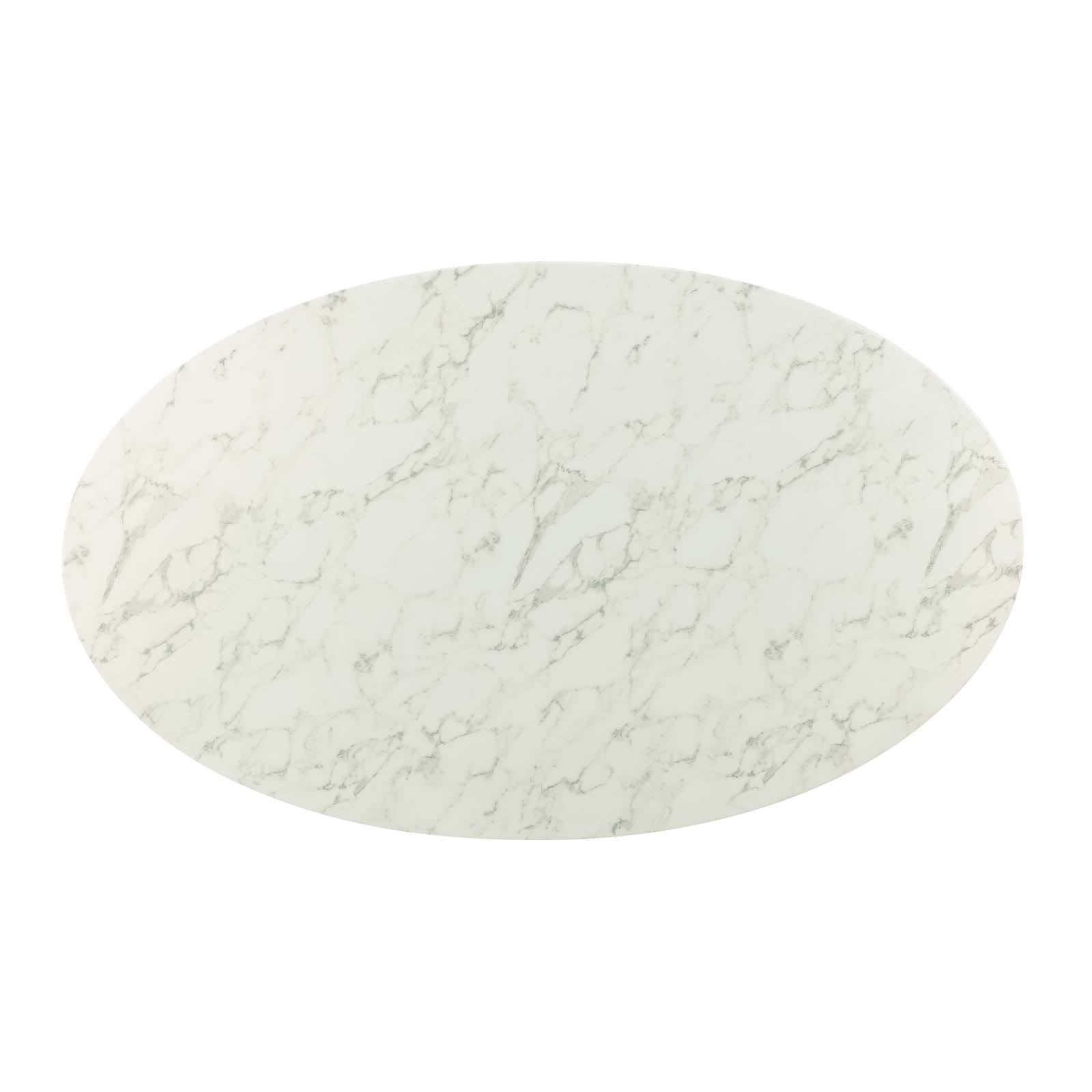 Modway Lippa 78" Oval Artificial Marble Dining Table in Gold White | Dining Tables | Modishstore-4