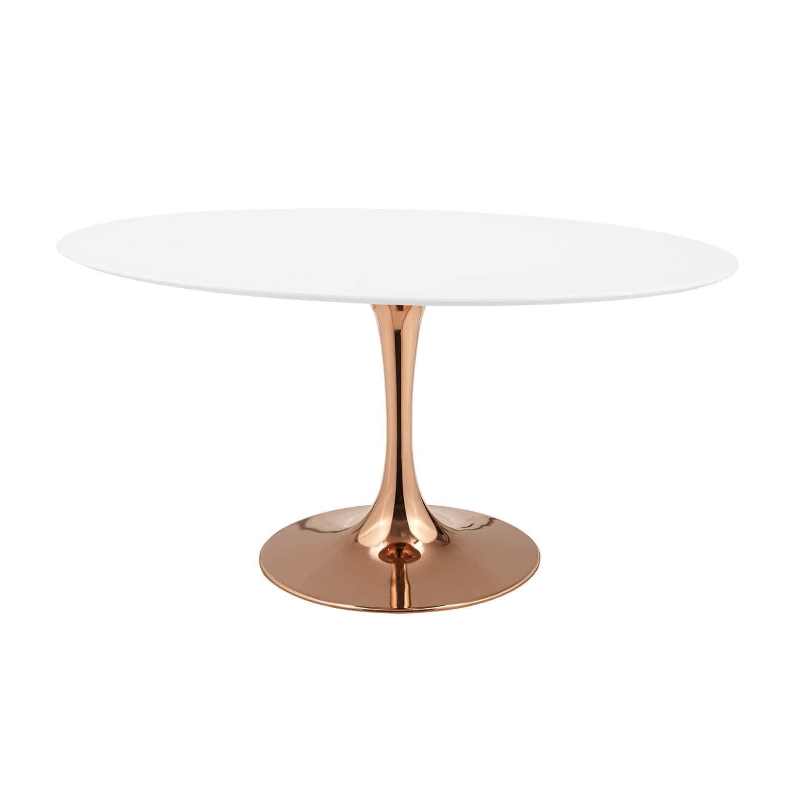 Modway Lippa 60" Oval Wood Top Dining Table in Rose White