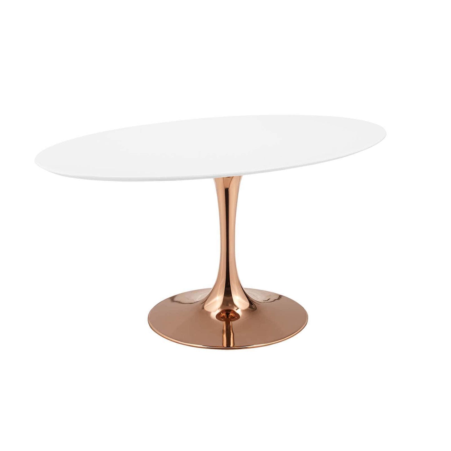 Modway Lippa 60" Oval Wood Top Dining Table in Rose White - 2