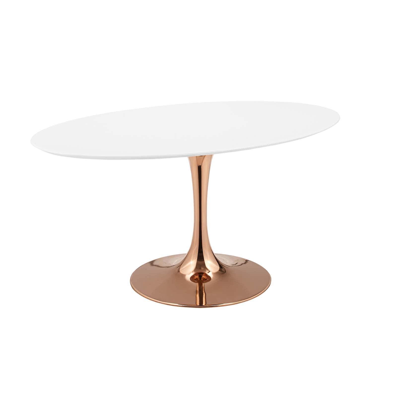 Modway Lippa 60" Oval Wood Top Dining Table in Rose White - 2