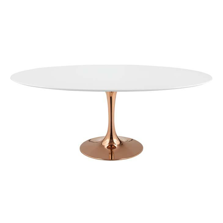 Modway Lippa 78" Oval Wood Top Dining Table in Rose White