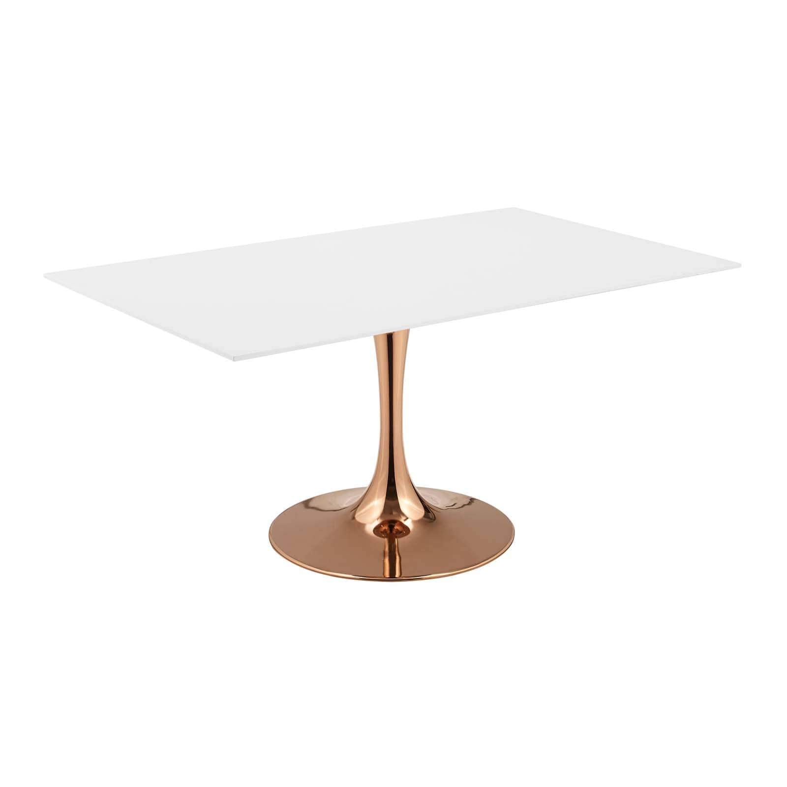 Modway Lippa 60" Rectangle Wood Top Dining Table in Rose White