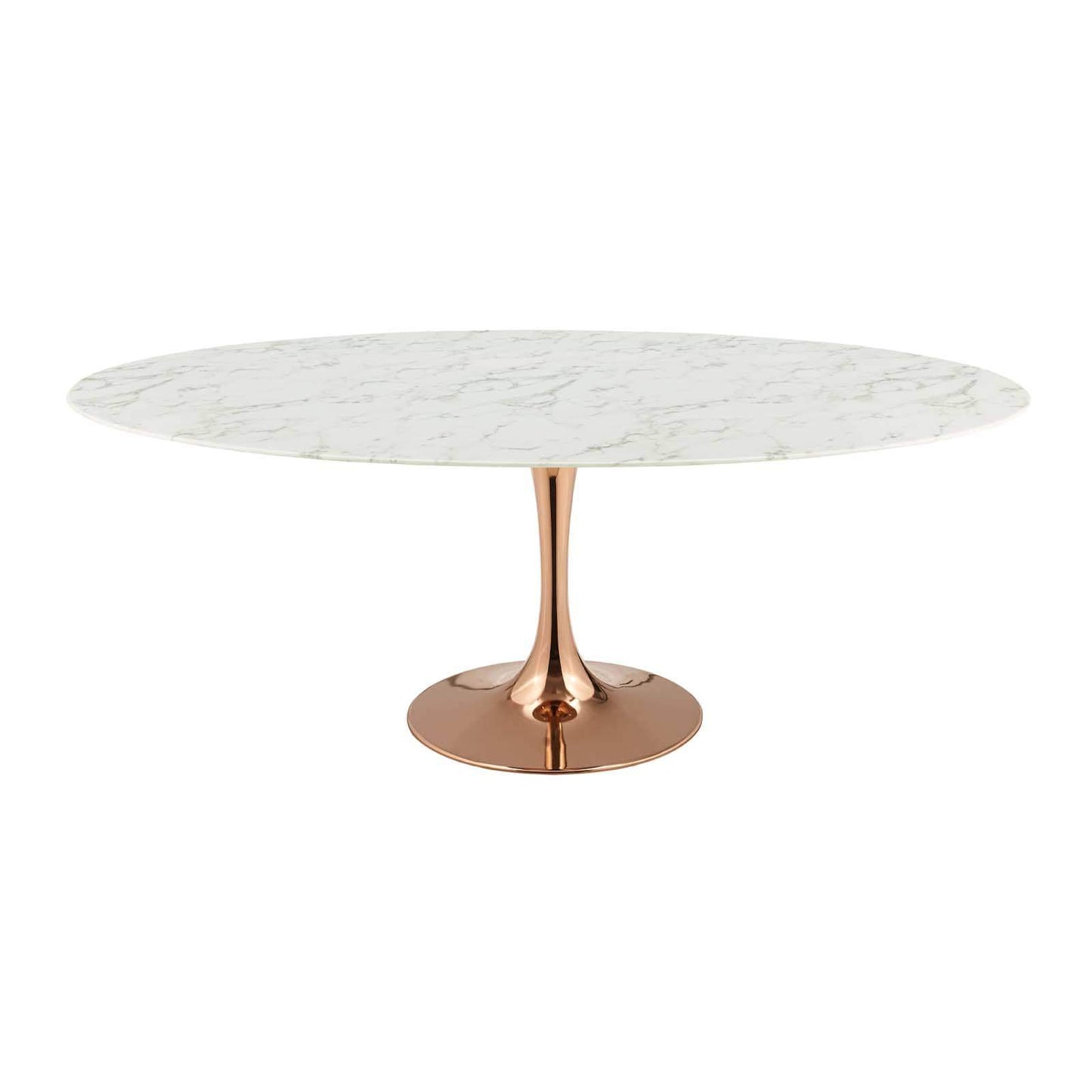 Modway Lippa 78" Oval Artificial Marble Dining Table in Rose White