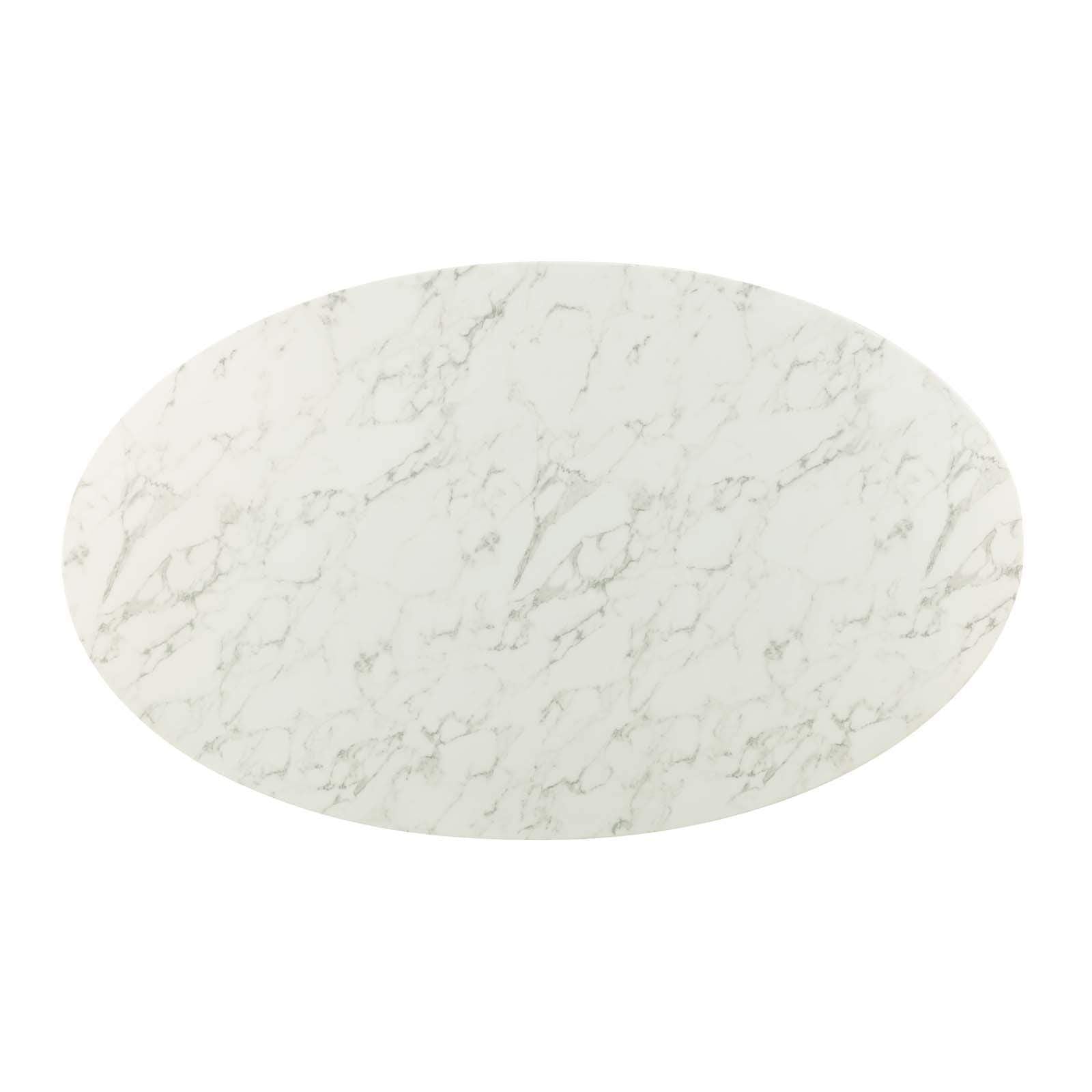 Modway Lippa 78" Oval Artificial Marble Dining Table in Rose White - Top