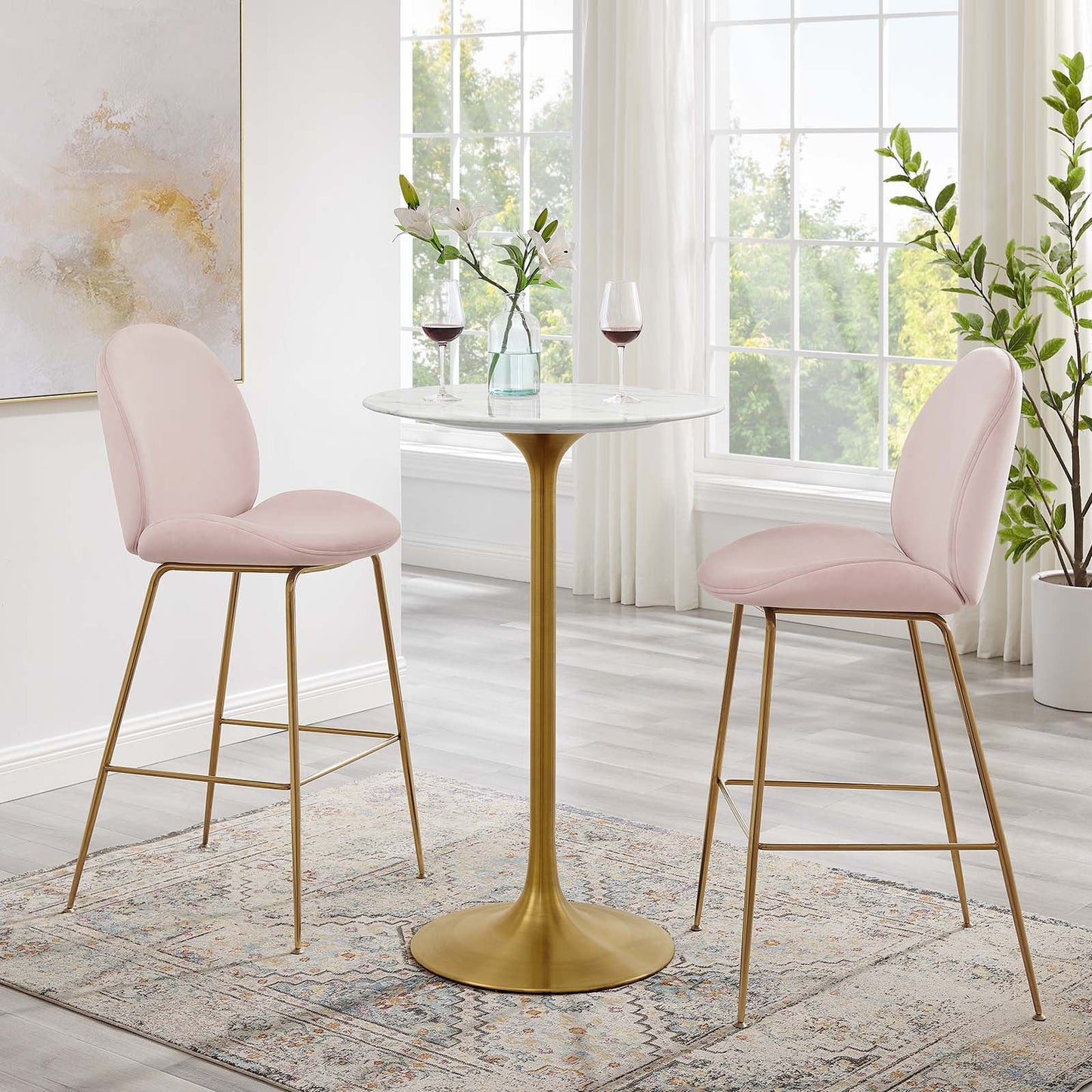 Modway Lippa 28" Bar Table Gold White - EEI-3264